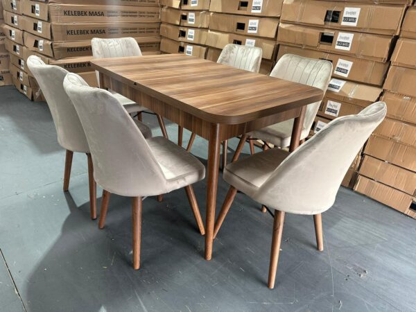 Aurora 6-Seater Marble-Effect Dining Set - Image 2