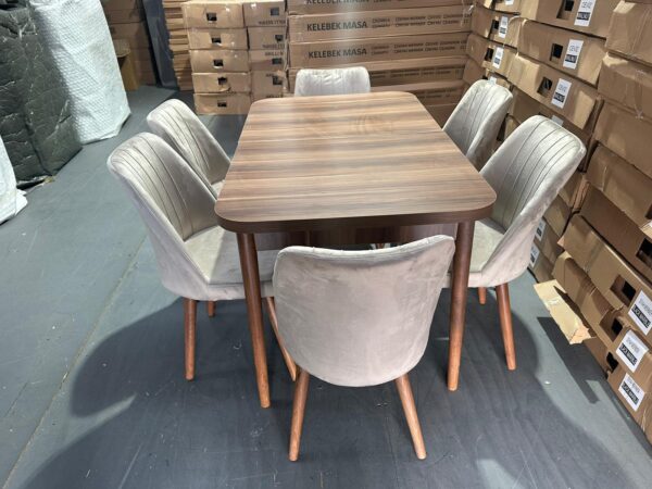 Aurora 6-Seater Marble-Effect Dining Set - Image 3